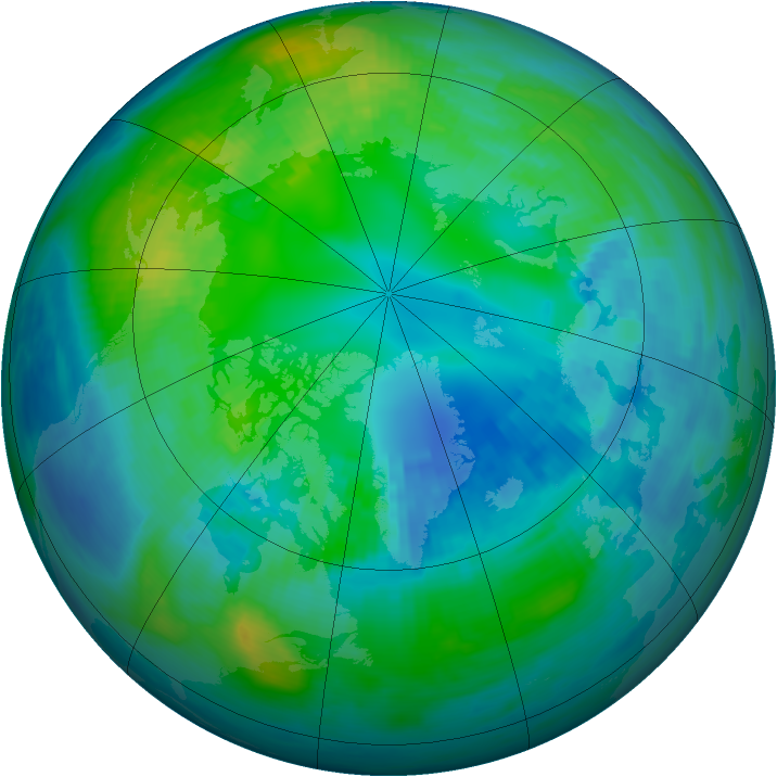 Arctic ozone map for 23 October 1988